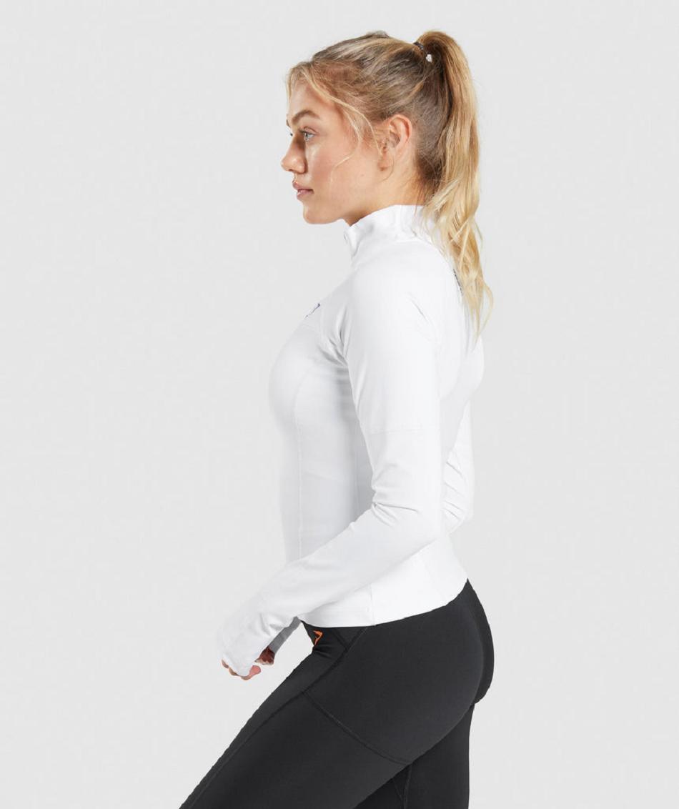 Accessories Damskie Gymshark Pulse 1/4 Zip Białe | PL 2517PJJ